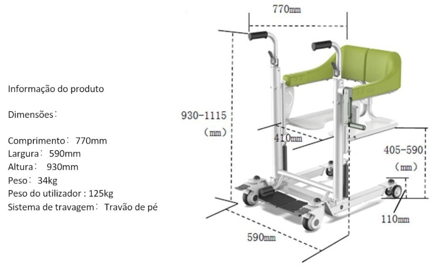 CADEIRA DUCHE/WC E TRANSFERENCIA REGULAVEL