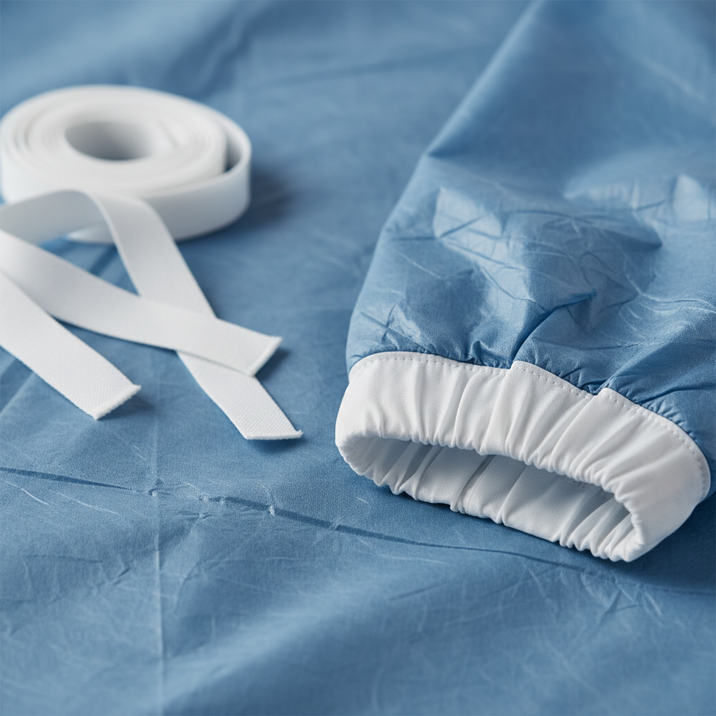 Bata CPE Azul Descartável - detalhe do material