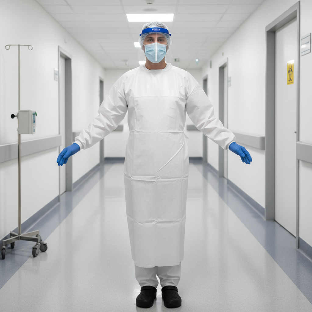 Bata TNT branca descartável - em uso clínico