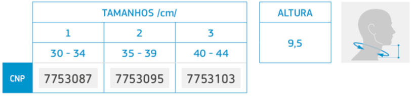 colar cervical tamanhos